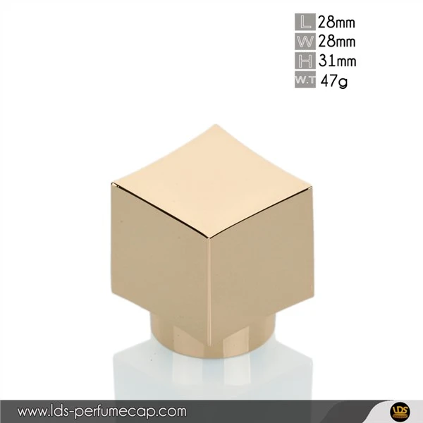 Tapa de perfume Zamak de forma cuadrada